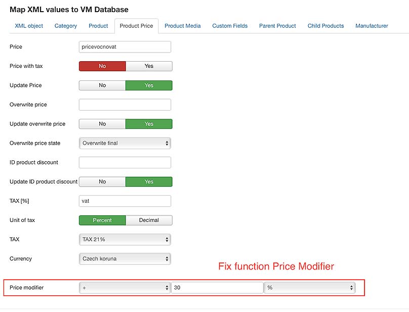 function price modifier